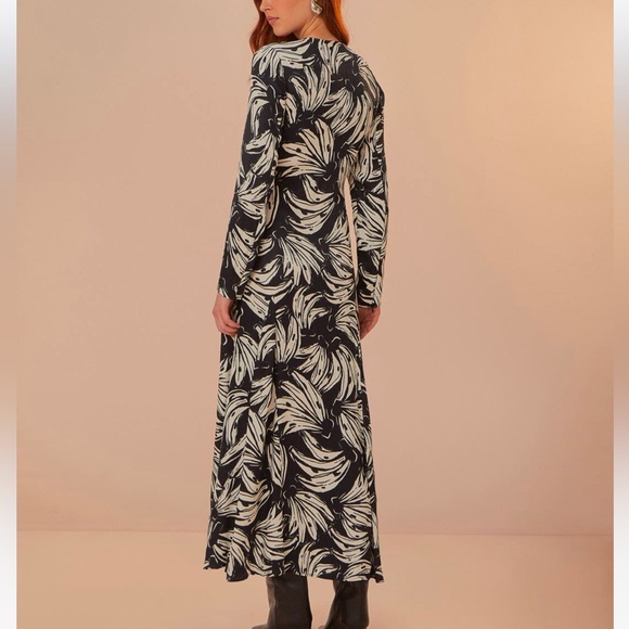 FARM RIO ‼️‼️ Black Bossa Banana Viscose Midi Dress - Picture 3 of 8